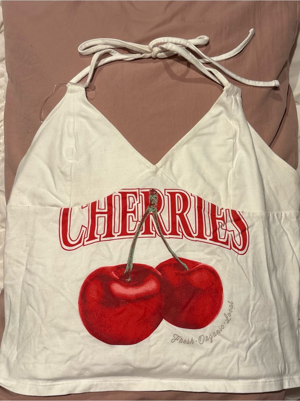 wild fable White Cherry Graphic Halter Crop Top